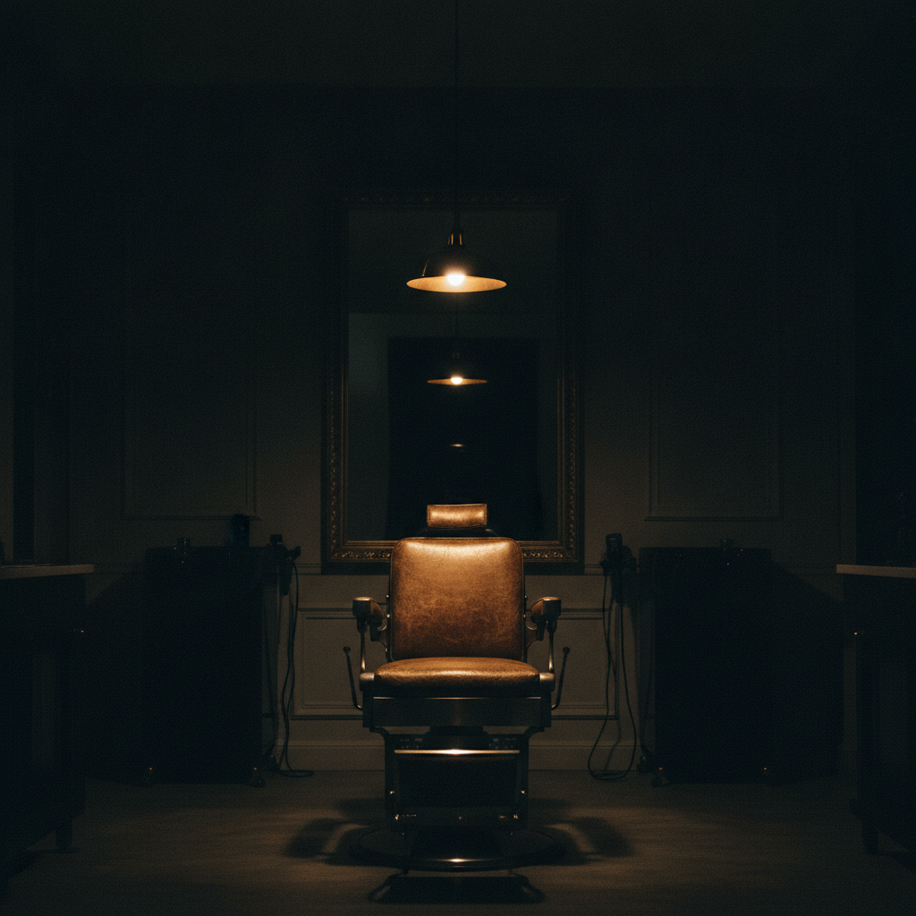The Good Barbers Enge — barber chair under warm light